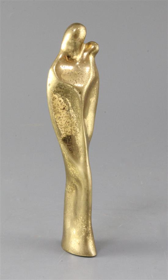 A gilded bronze of a Madonna and Child in the Cubist style, height 8.5in.